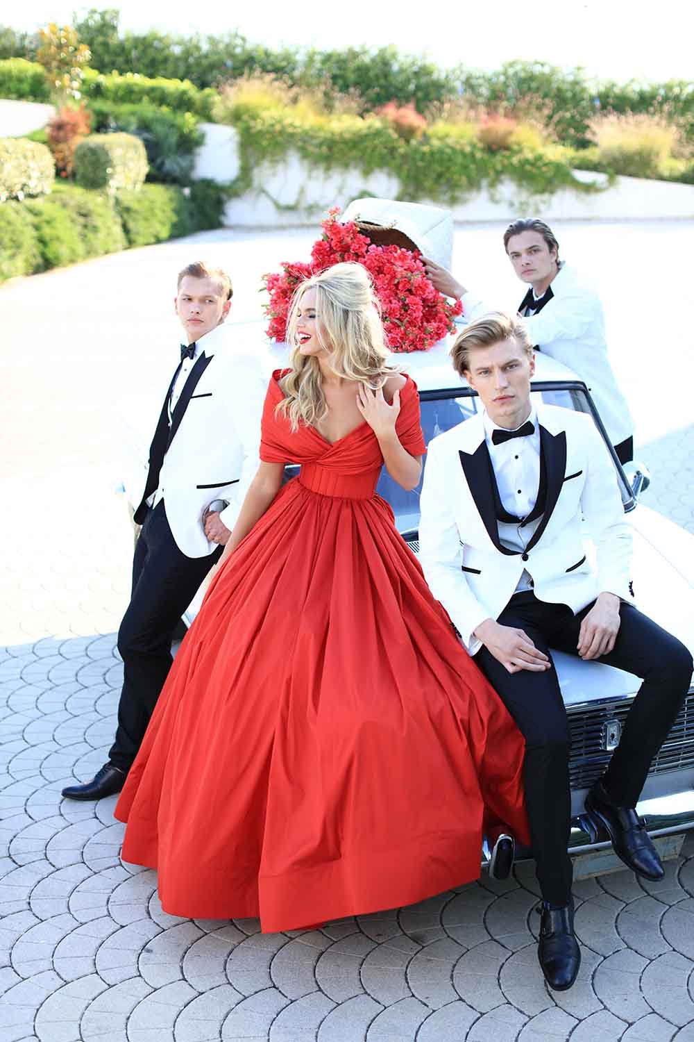 Tarik Ediz - 50511 Ruched Detailed Off Shoulder Ballgown Special Occasion Dress