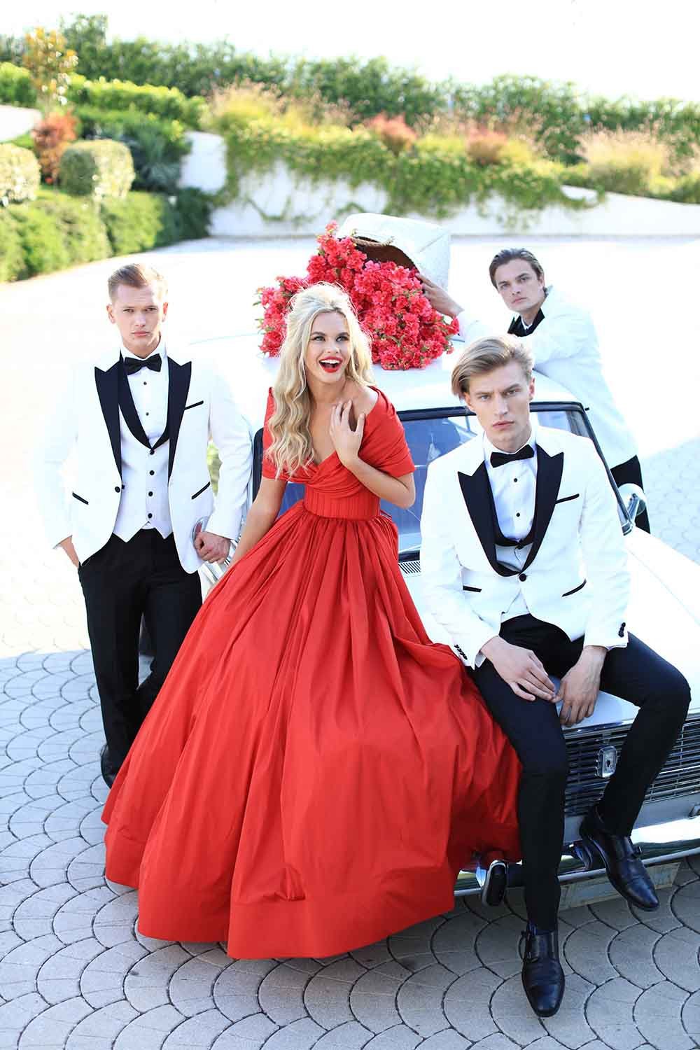Tarik Ediz - 50511 Ruched Detailed Off Shoulder Ballgown Special Occasion Dress