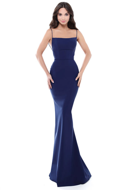 Tarik Ediz - 50512 Straight Across Corset Detailed Mermaid Gown In Blue