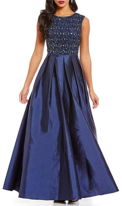 Aidan Mattox - 54471390 Embellished Bateau Neckline Long Dress  in Blue