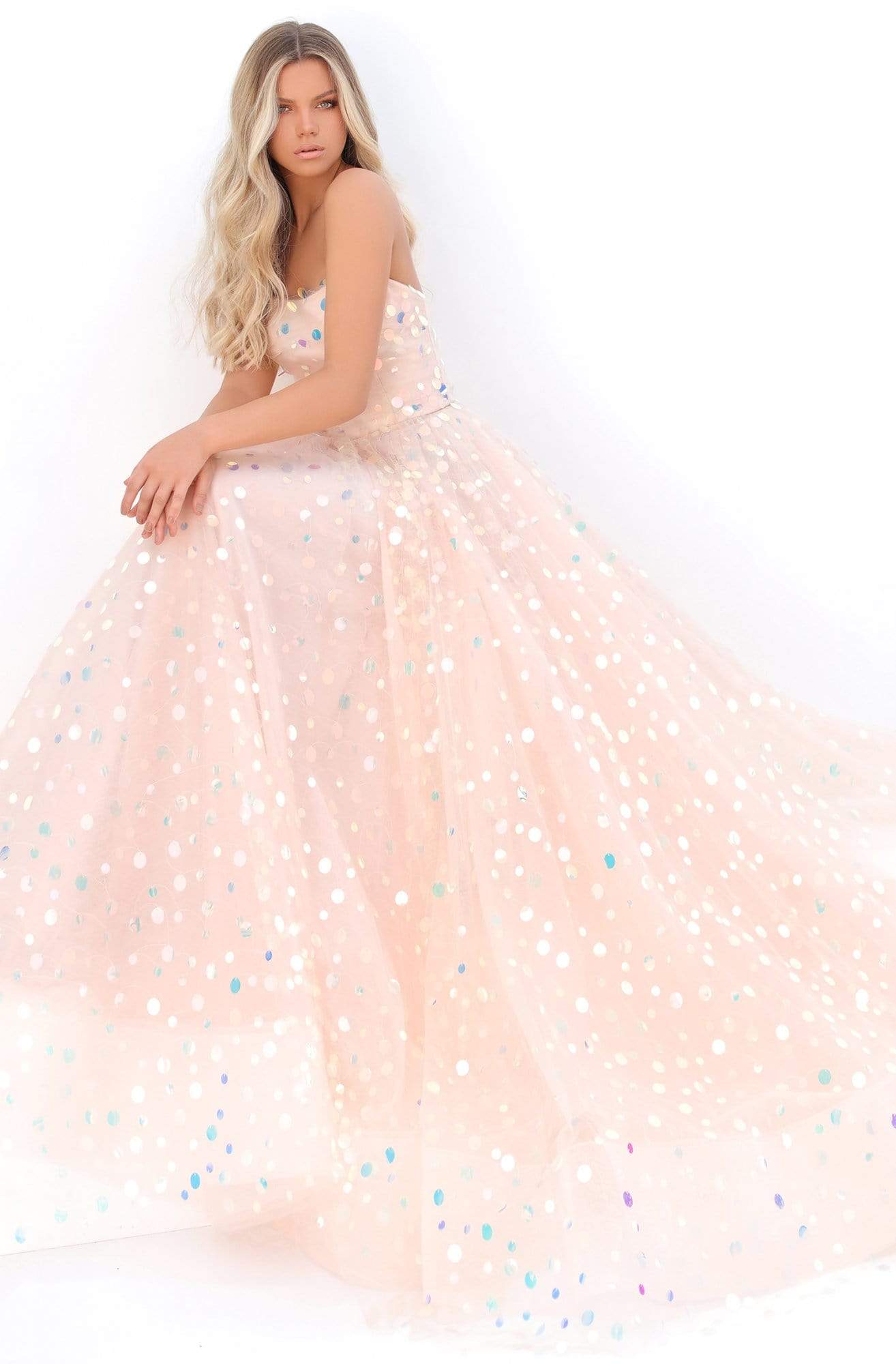 Tarik Ediz - 50651 Long Strapless Paillette-Ornate Tulle Gown Prom Dresses