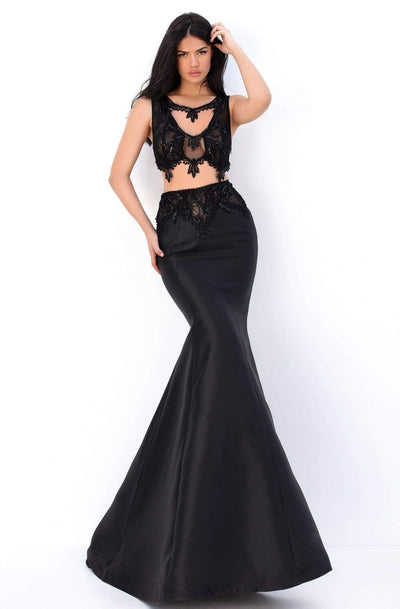 Tarik Ediz - 50745 Two Piece Embellished Mermaid Dress Evening Dresses 0 / Black