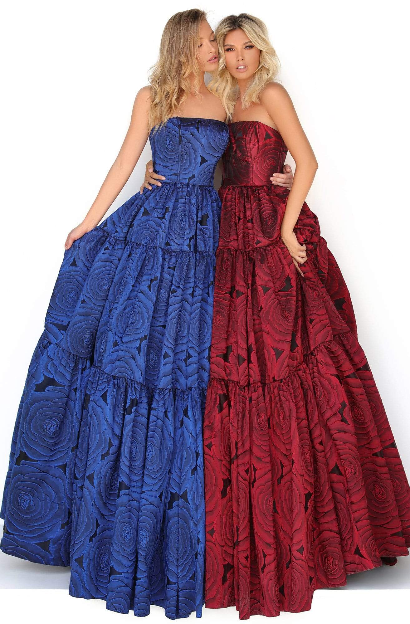 Tarik Ediz - 50759 Straight Neck Jacquard Ballgown Prom Dresses 0 / Royal Blue