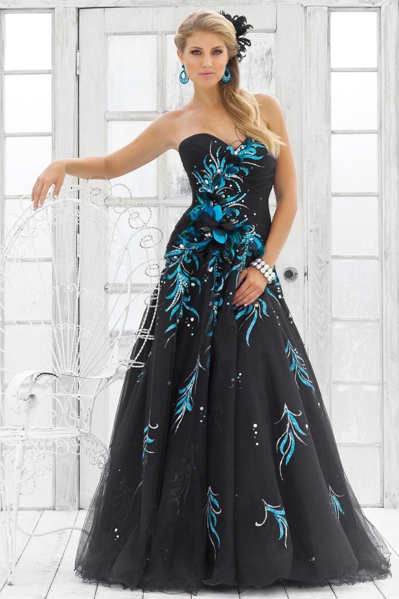 Blush by Alexia Designs - 5111 Stunning Sweetheart A-Line Gown Special Occasion Dress 0 / Black/Peacock
