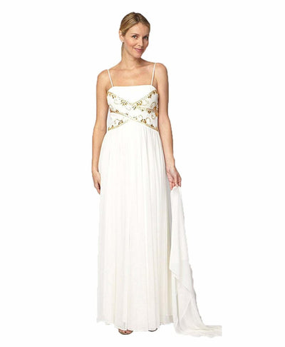 Alex Evenings - 132416 Gilt-Embellished Straight Across Ruched Gown in White