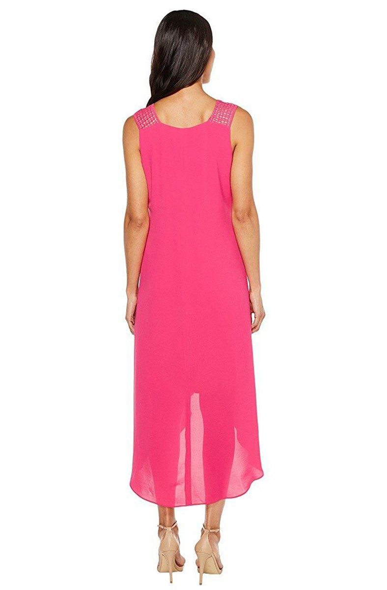 Adrianna Papell Daytime - AP1D101118 Sleeveless V-neck High Low Sheath Dress In Pink