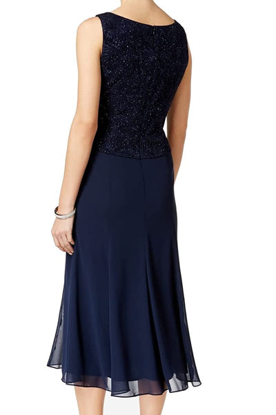 Alex Evenings 125256 - Glittered Three-Piece Set Modest Dress In Blue and Black
