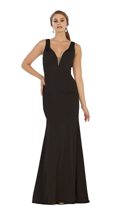 May Queen - MQ1431 Sleeveless Plunging Trumpet Gown In Black