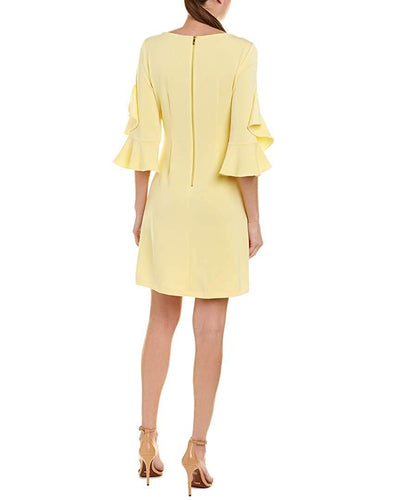 Taylor - 1428M Three Quarter Length Ruffled Sleeve Shift Dress
In Yellow