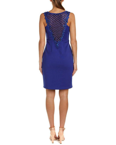 Sue Wong - Embroidered Illusion Bateau Dress N5345NM in Blue