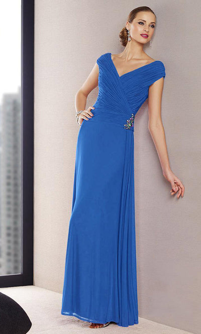 Alyce Paris - Cap Sleeve V-Neck Ruched A-Line Gown 29700 - 1 Pc. Midnight in size 16 Available CCSALE 18 / Ocean