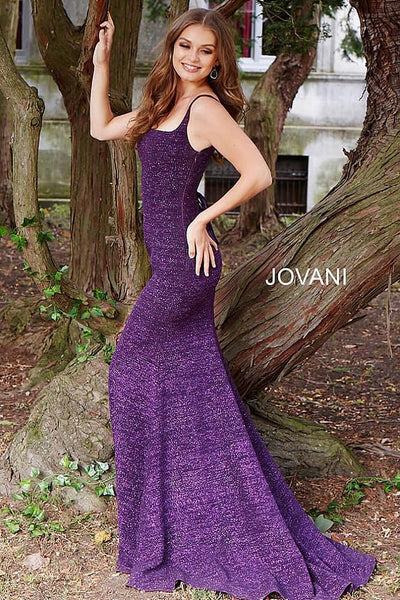 Jovani - 52222SC Lace Up Back Glitter Mermaid Dress