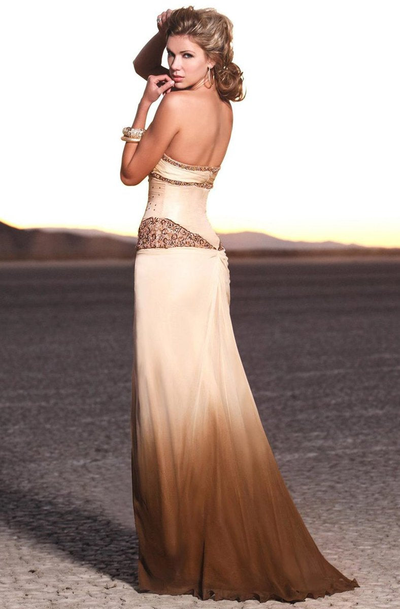 MNM Couture - 5425 Embellished Sweetheart Sheath Dress in Brown
