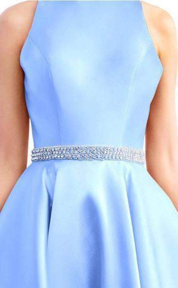 Ieena Duggal - Sleeveless Crystal Beaded Belt A Line Gown 55237ISC