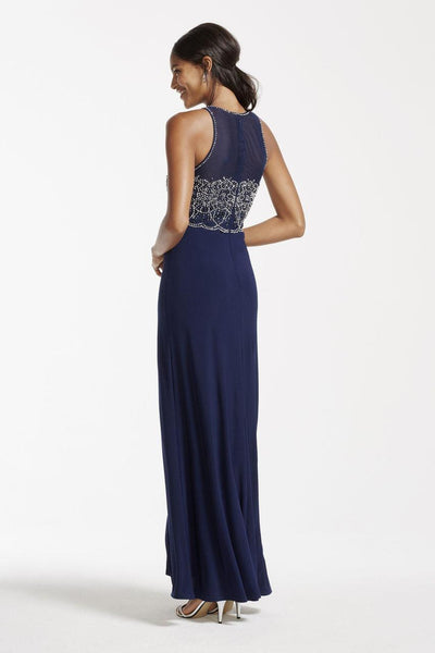 Cachet - Sequined Long Dress 56872 in Blue and Silver