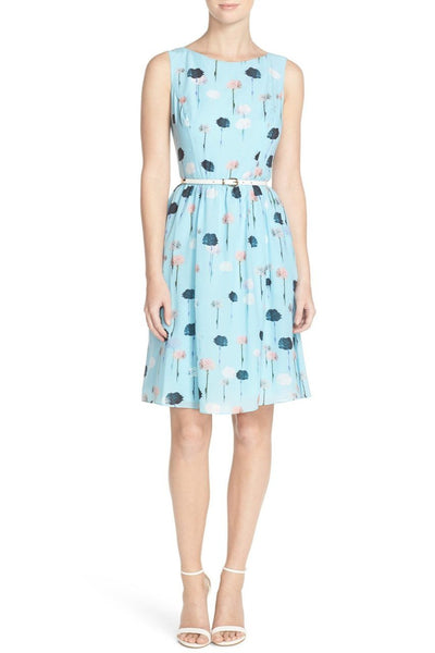 Adrianna Papell - 12260180 Sleeveless Floral Print Chiffon Dress in Blue and Black