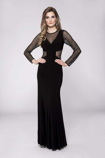Cachet - Embellished Long Sleeves Dress 57535 in Black