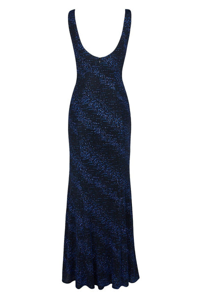 Cachet - 59921 Sleeveless Scoop Open Back Long Gown In Blue