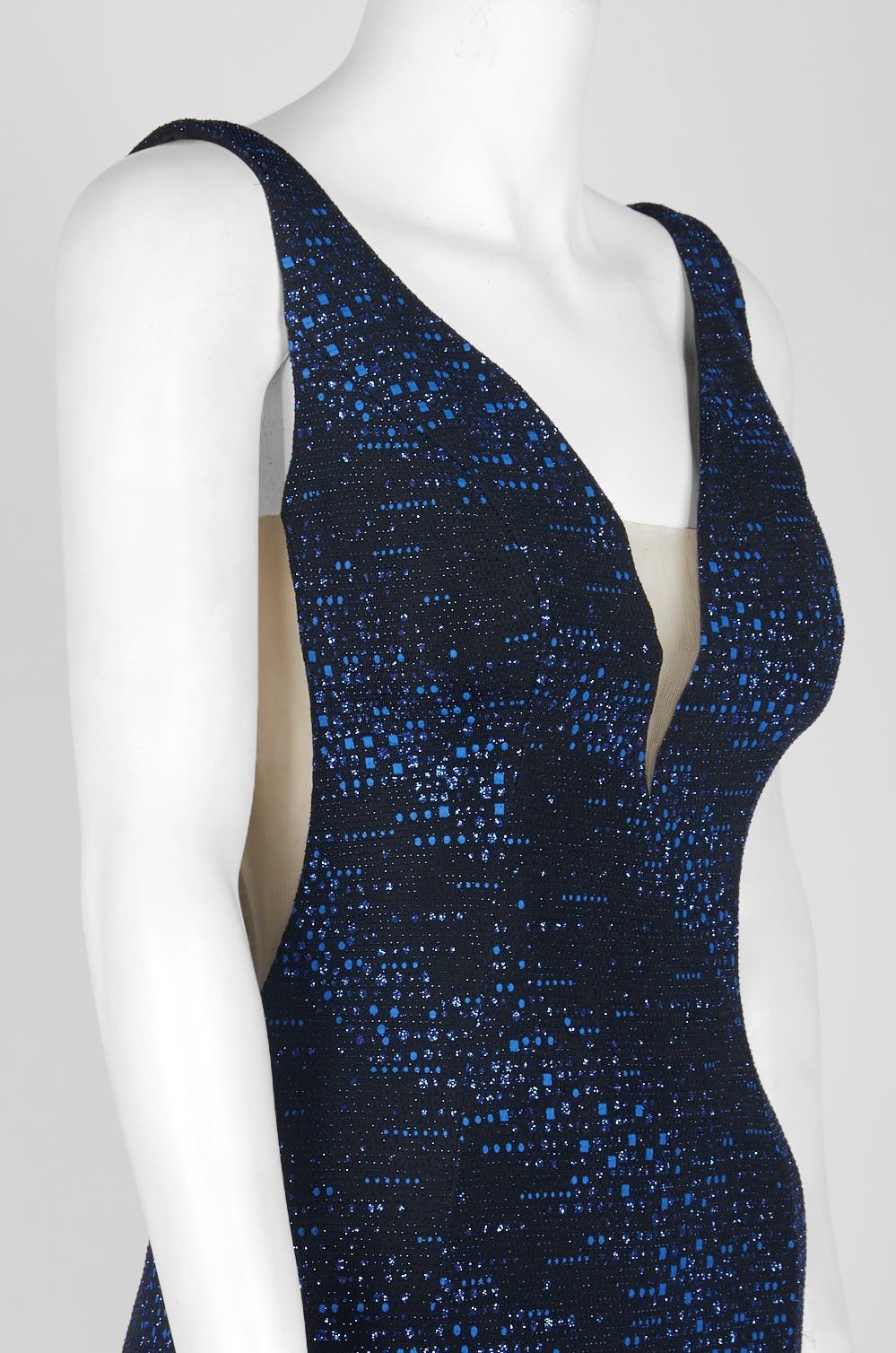 Cachet - 59921 Sleeveless Scoop Open Back Long Gown In Blue
