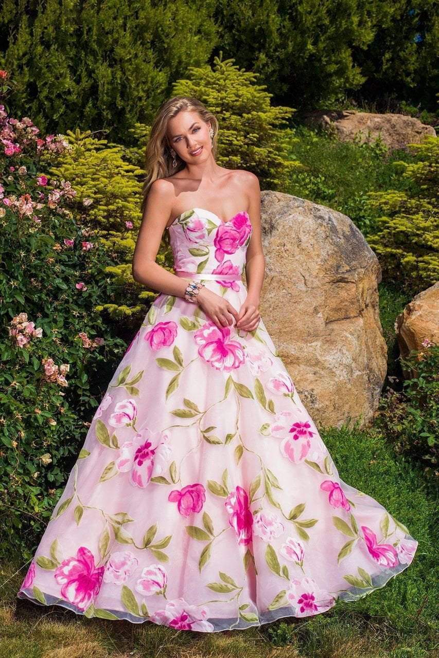 Blush - 5621 Dainty Sweetheart Floral Print A-Line Gown Special Occasion Dress