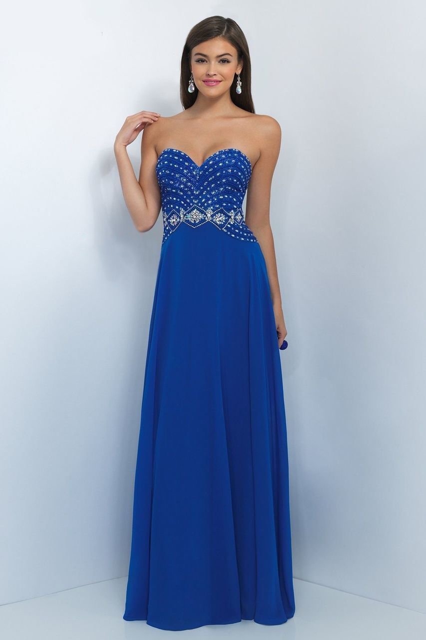 Blush by Alexia Designs - 11070 Lovely Crystal Beaded Strapless Gown Special Occasion Dress 0 / Royal