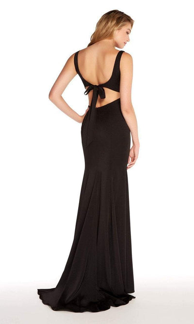 Alyce Paris - 60002 Long Tie Back Cutout Back Sheath Gown in Black