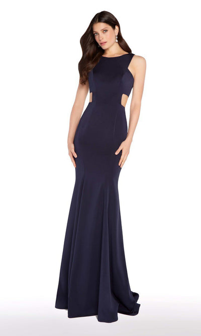 Alyce Paris - 60008 Metallic Beaded Racerback Sheath Gown In Blue and Gold