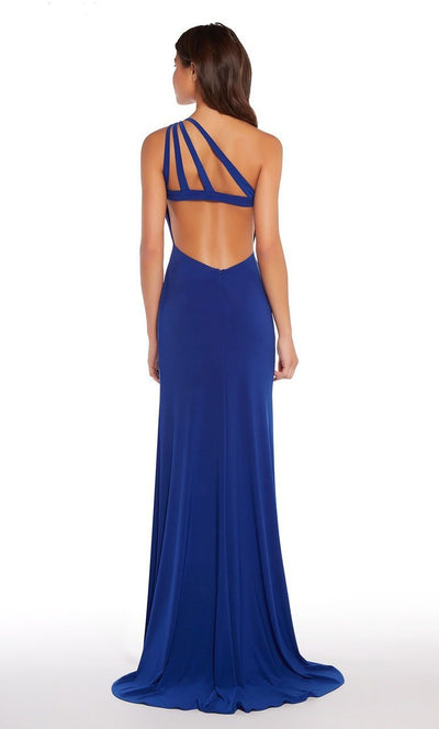 Alyce Paris - 60010 One Shoulder Jersey Sheath Dress In Blue