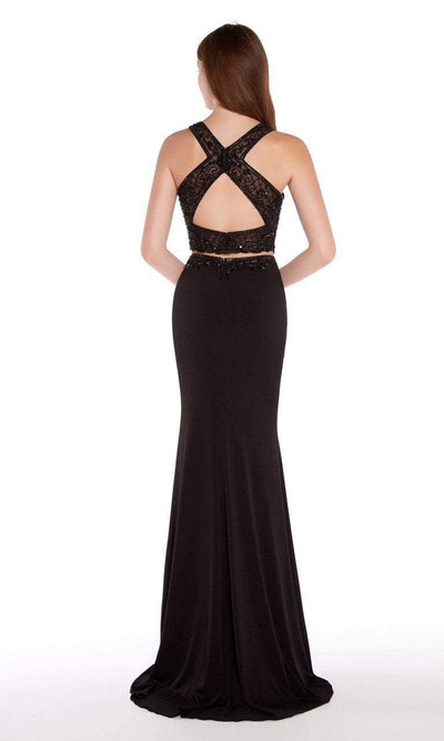 Alyce Paris - 60016 Bead Embellished Lattice Two Piece Dress in Black