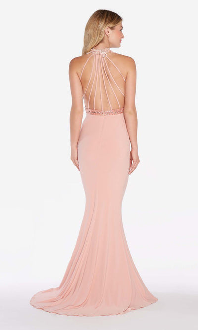 Alyce Paris - 60024 Floral Beaded Illusion High Halter Mermaid Gown In Pink