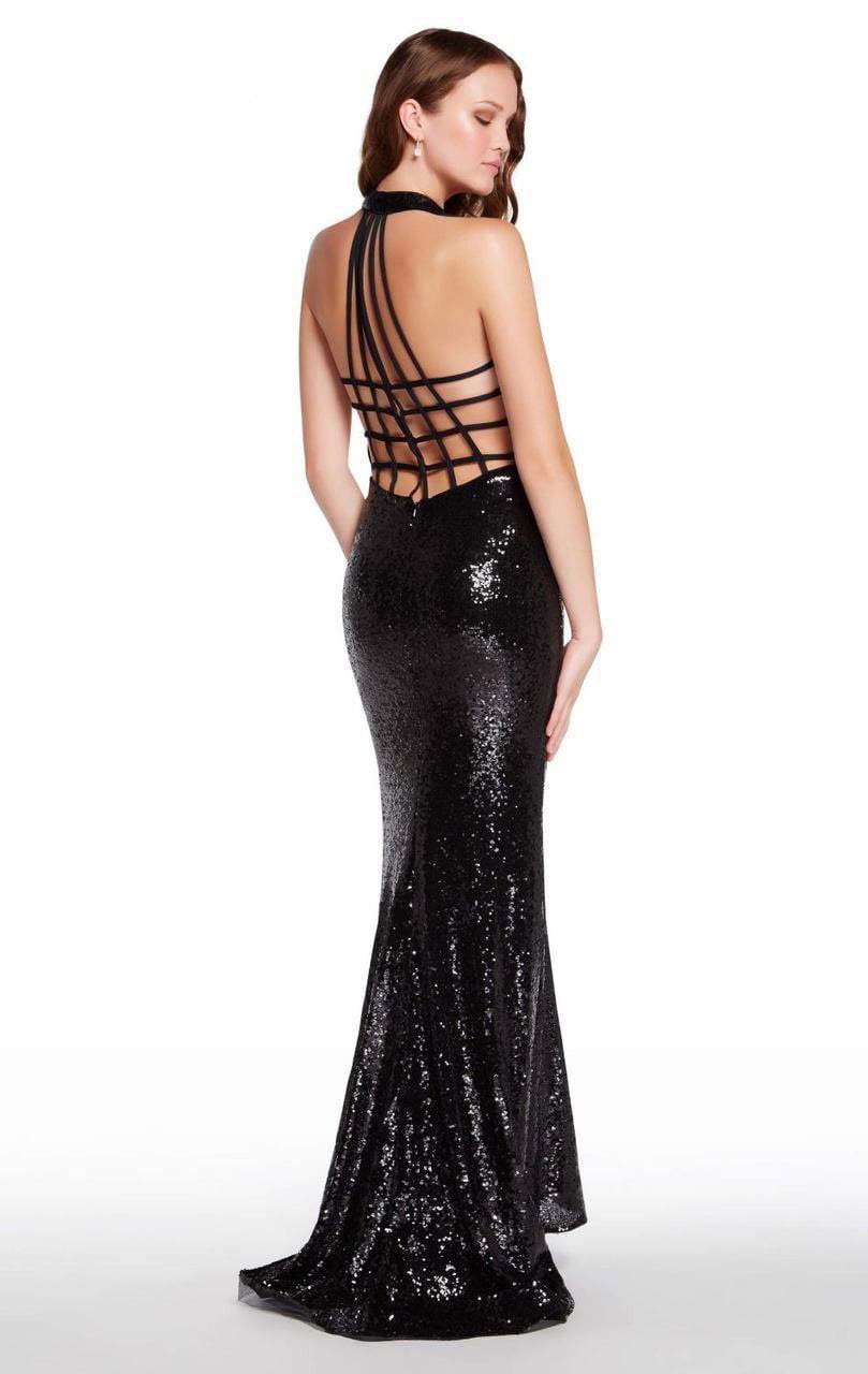Alyce Paris - 60034 Strappy Fitted High Halter Evening Gown In Black