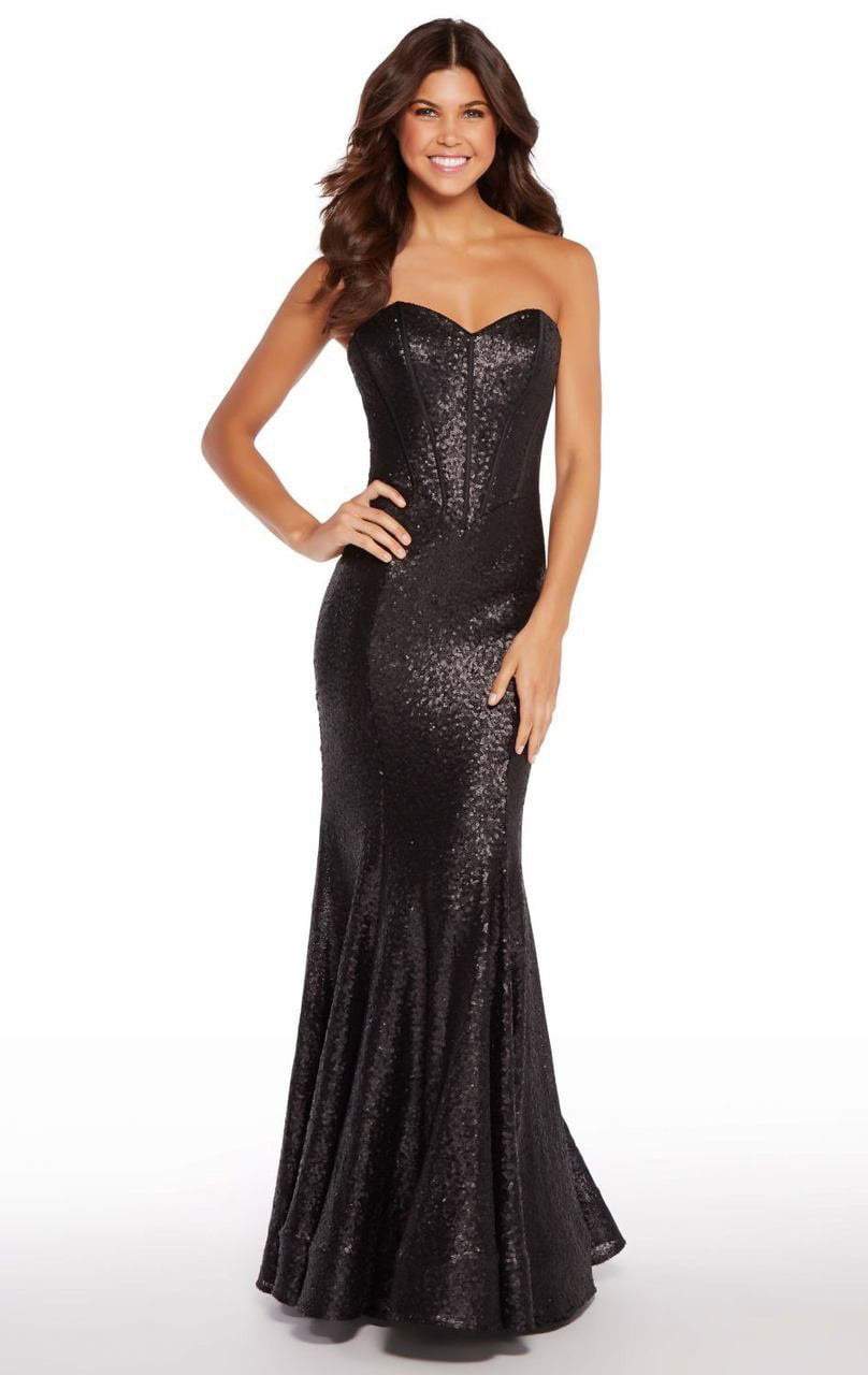 Alyce Paris - 600351 Sequined Strapless Corset Mermaid Gown In Black