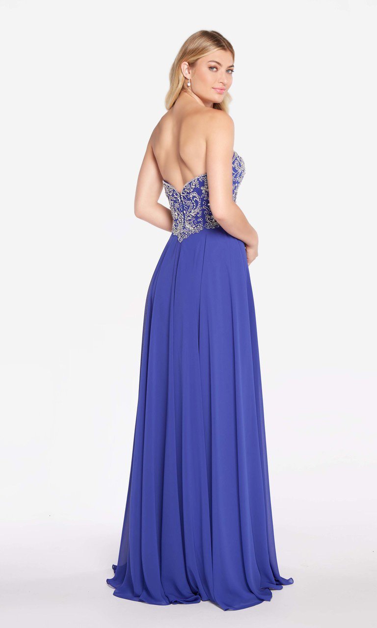 Alyce Paris - 60045 Strapless Sweetheart Crystalline Chiffon Gown In Blue and Silver