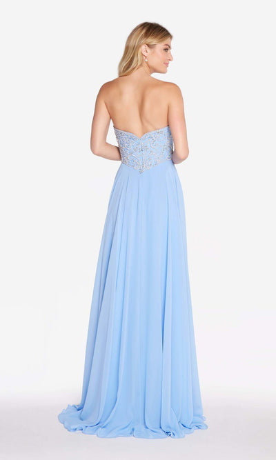 Alyce Paris - 60046 Strapless Sweetheart Beaded Chiffon A-Line Gown In Blue