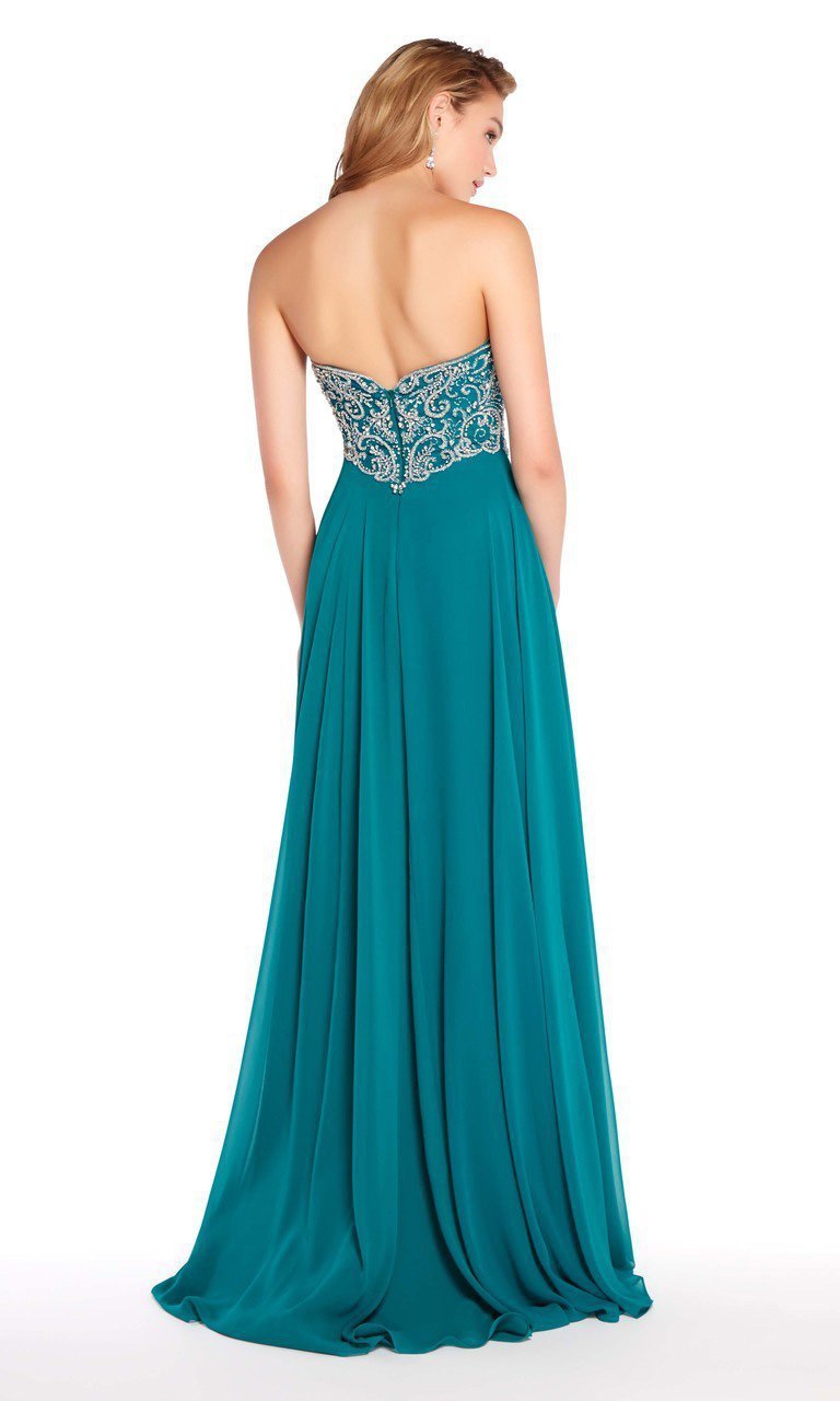 Alyce Paris - 60046 Strapless Sweetheart Beaded Chiffon A-Line Gown In Green