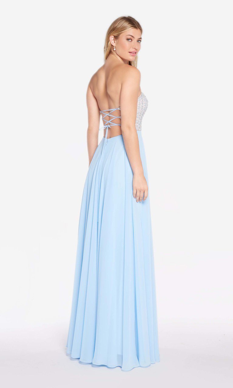 Alyce Paris - 60047 Ornate Strapless Sweetheart Chiffon Gown In Blue