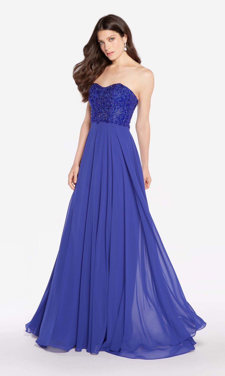 Alyce Paris - 60049 Adorned Sweetheart Chiffon A-Line Gown In Blue