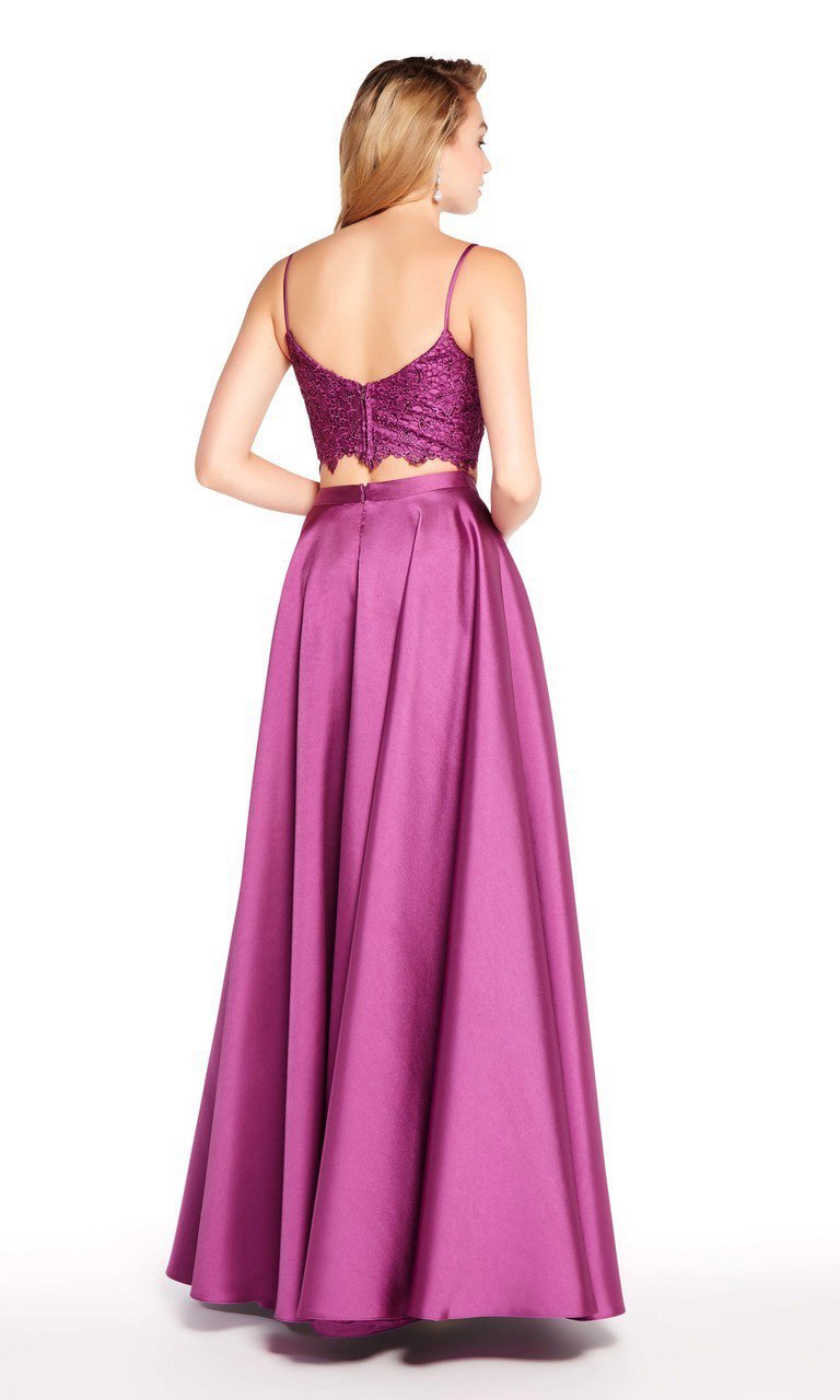 Alyce Paris - 60056 Lace Bodice Two Piece Mikado A-Line Gown In Purple