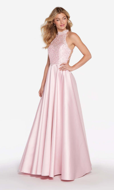 Alyce Paris - 60060 High Halter Lace Bodice A-Line Gown In Pink