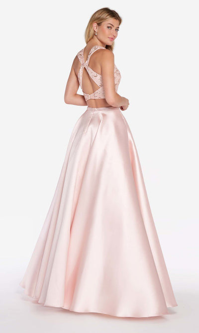 Alyce Paris - 60063 Two Piece High Halter Mikado A-Line Gown In Pink