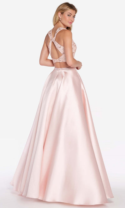 Alyce Paris - Cutout Back Croptop Two-Piece Gown 60063 In Pink