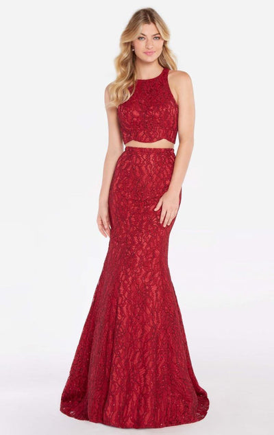 Alyce Paris - 60066 Two Piece Beaded Lace Trumpet Dress In Red