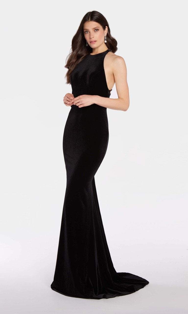 Alyce Paris - 60077 Sleeveless Fitted Velvet Gown in Black