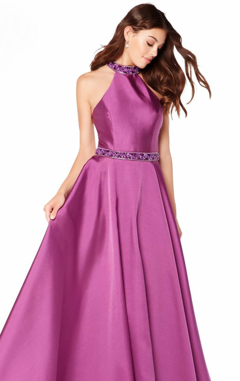 Alyce Paris - 60104 High Halter Fitted Evening Gown In Purple