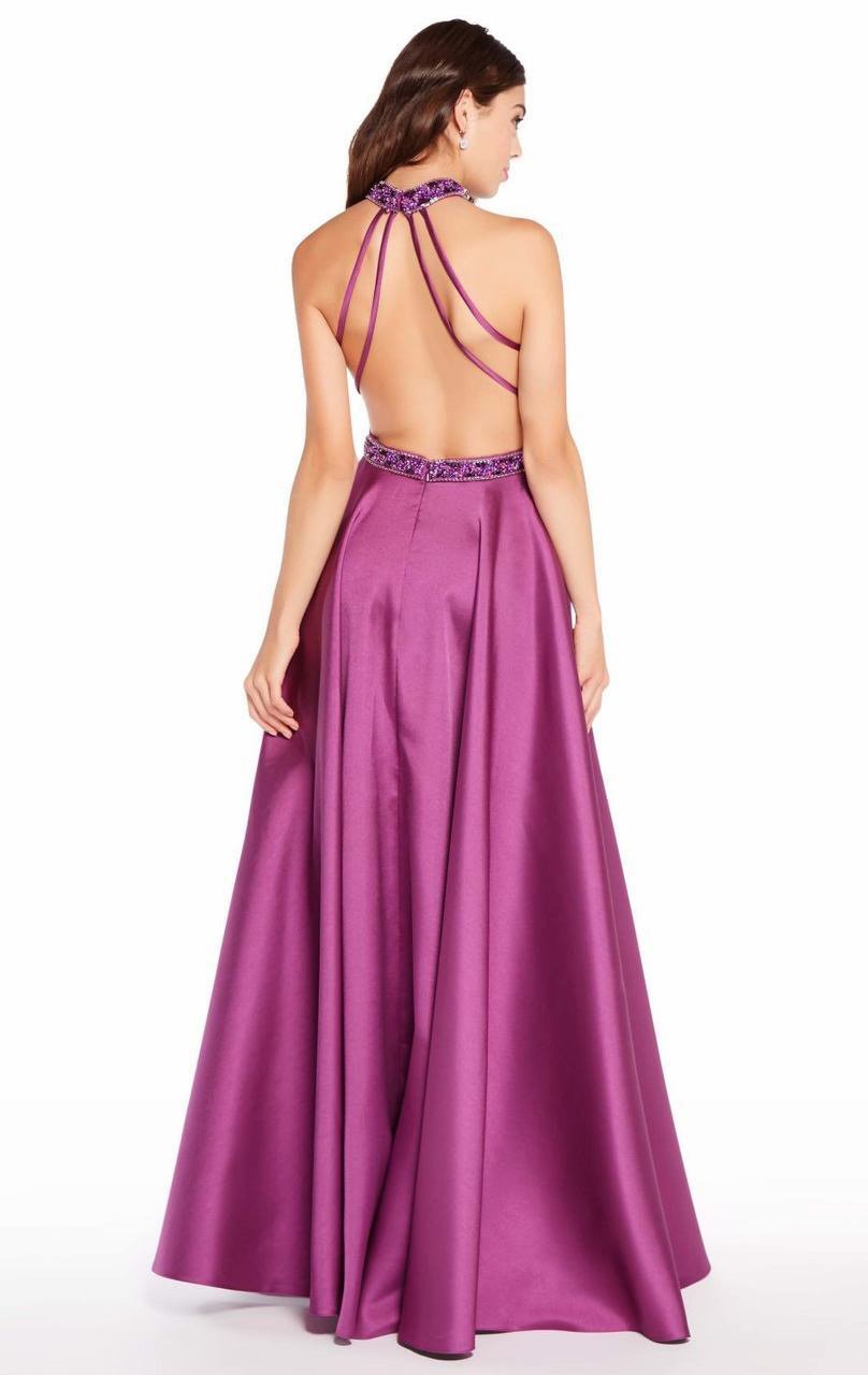 Alyce Paris - 60104 High Halter Fitted Evening Gown In Purple