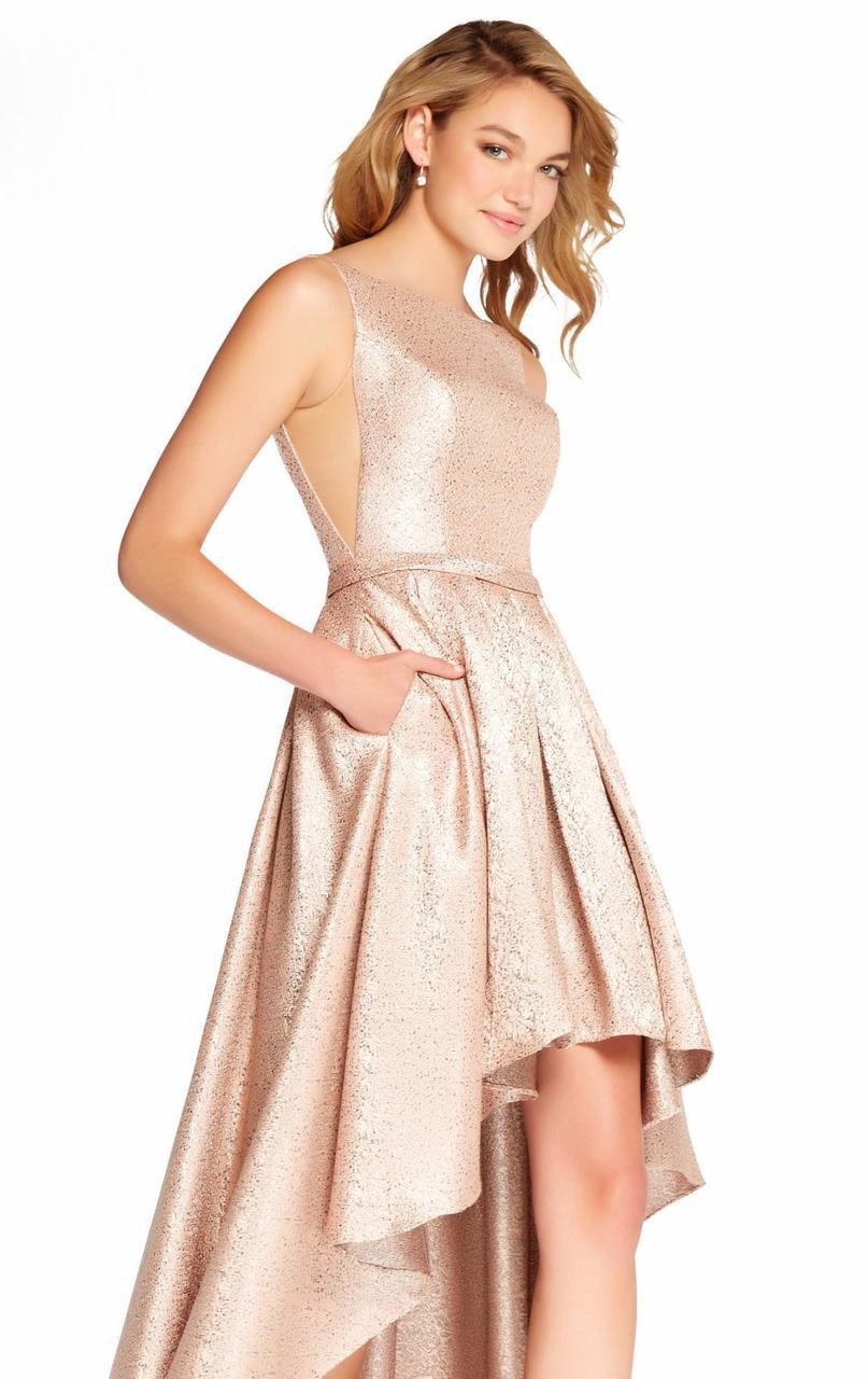 Alyce Paris - 60124 Sleeveless Bateau Fitted High Low Dress In Pink