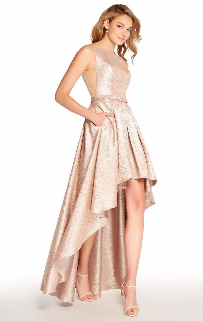 Alyce Paris - 60124 Sleeveless Bateau Fitted High Low Dress In Pink