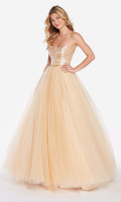Alyce Paris - 60145 Strapless Sweetheart Beaded Tulle Ballgown In Nude