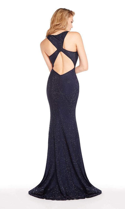Alyce Paris - 60158 Scoop Neckline Lace Sheath Gown in Blue