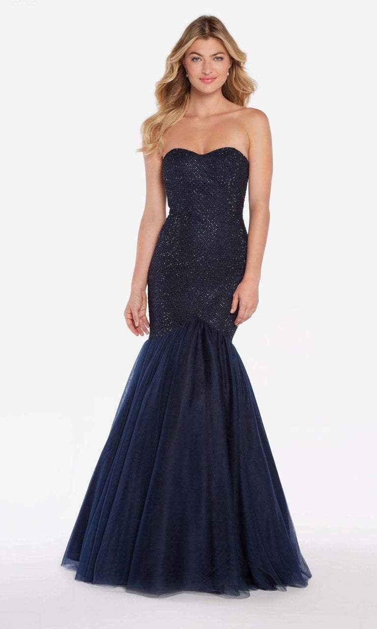 Alyce Paris - 60159 Strapless Diamond Lace Trumpet Gown In Blue